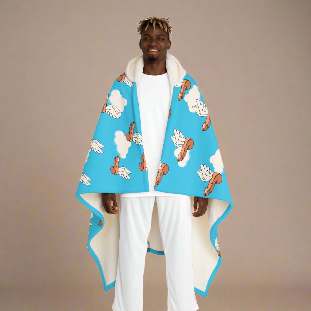 Hooded Sherpa Fleece Blanket, Flying Birds Print Blanket, Cozy Fleece Blanket, Soft Hooded Blanket, Warm Sherpa Blanket, Nature-Inspired Blanket