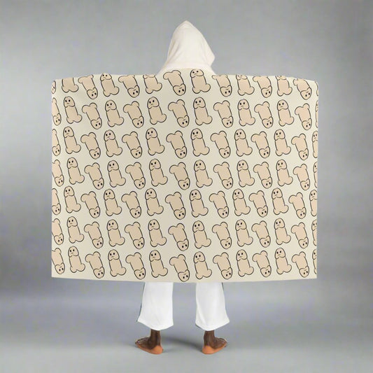 Hooded Sherpa Fleece Blanket, Cute Penis Print Blanket, Fun and Cozy Gift, Playful Loungewear, Soft Sherpa Blanket, Unique Gift for Friends